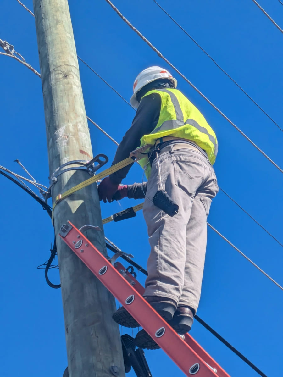 Barnes Engineering Services field work — aerial cable installation