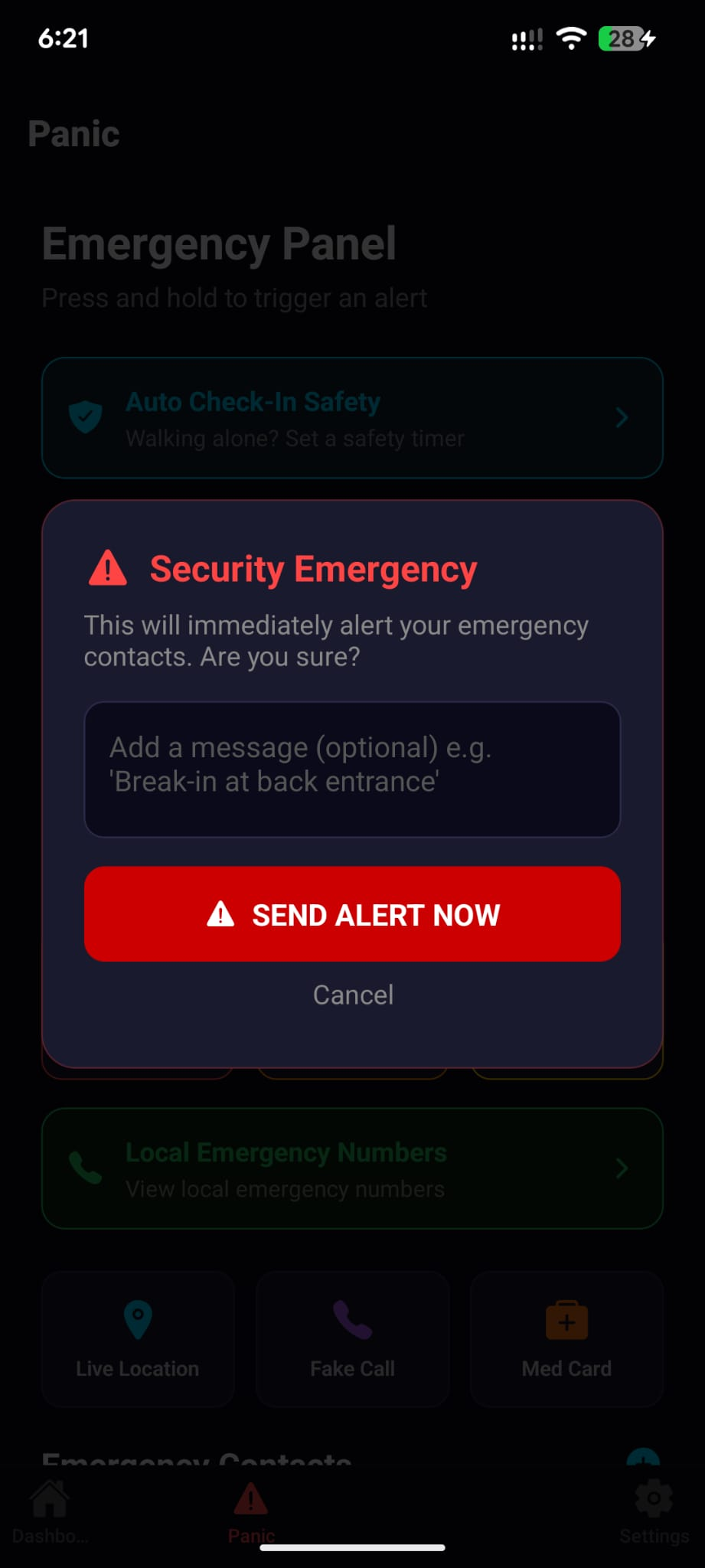 ShieldSight alert screen